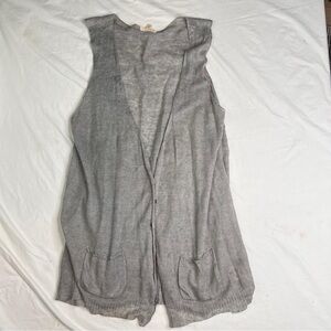 Eileen Fisher Womens Sz L Linen Sleeve Lightweight Button Front Top A021124